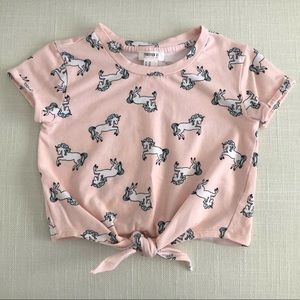 Forever 21 Girls Tie Front Unicorn Tee- Size 5/6